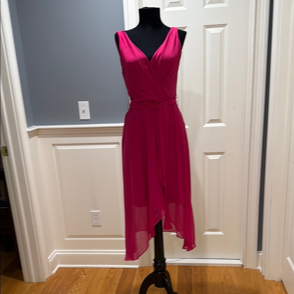 Dkny Pink Asymmetrical V-Neck Sundress